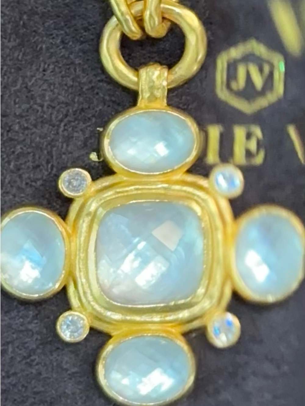 Julie Vos Gold-Plated Necklace with Faux Pearl and Rhinestones